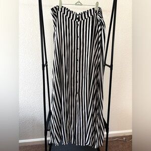 Black and White Striped Maxi Skirt
